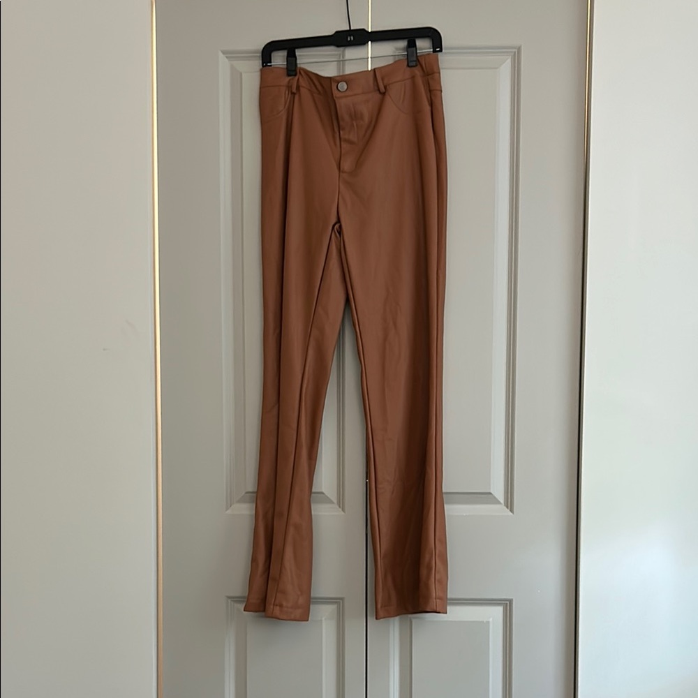 Tan Faux Leather Pants – Audrey 3+1 (Worn Once)